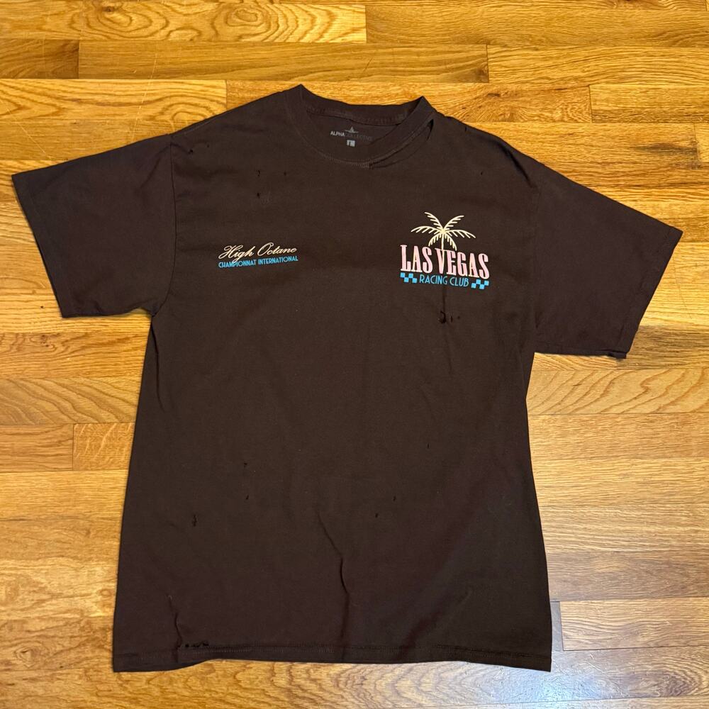 Alpha Collective Women’s Large Brown Cotton Las Vegas Racing Club Graphic Top